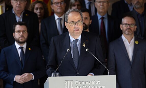 Declaración institucional del presidente de la Generalidad de Cataluña. |  David Zorrakino (Europa Press)