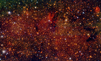 Imagen en falso color de uno de los campos estudiados por el proyecto Galacticnucleus. |  Proyecto Galacticnucleus