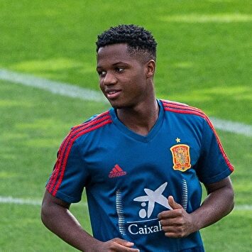 Ansu Fati entrena con la selección española sub-21 en Las Rozas. |  EFE