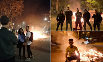 Independentistas posando ante sus destrozos |  Instagram
