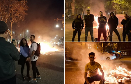 Independentistas posando ante sus destrozos |  Instagram