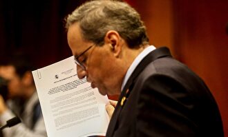 El presidente catalán, Quim Torra, en el Parlamento autonómico |  EFE