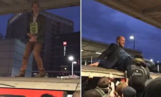 Los trabajadores se hartan de los activistas climáticos y acaban con su protesta a guantazos