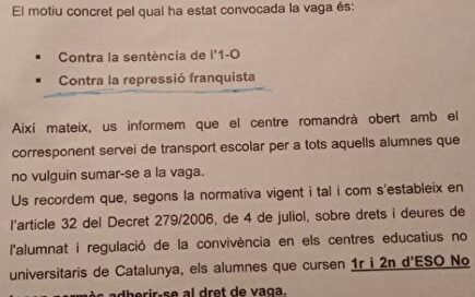 La carta enviada a los padres de los alumnos.