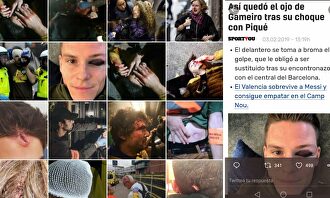 Los separatistas incluyen al futbolista Gameiro en el mural de agredidos. |  LD