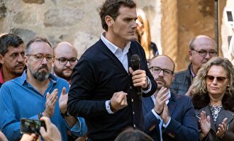 Albert Rivera, este lunes en Toledo con Juan Carlos Girauta. |  EFE