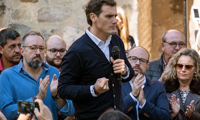 Albert Rivera, este lunes en Toledo con Juan Carlos Girauta. |  EFE