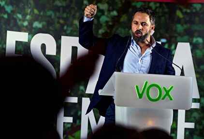 Santiago Abascal durante un mitin en Toledo ayer |  EFE