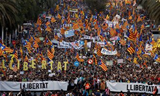 La manifestación independentista de este sábado en Barcelona. |  EFE