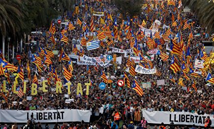 La manifestación independentista de este sábado en Barcelona. |  EFE