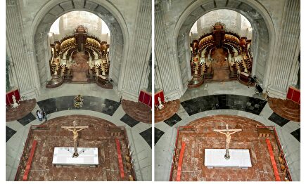 Interior de la basílica del Valle de los Caídos tras la exhumación de Franco |  EFE