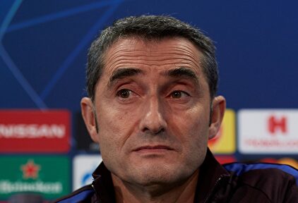 Ernesto Valverde, en rueda de prensa en el Camp Nou. |  EFE
