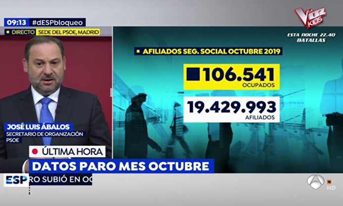Ábalos dice que hay más paro porque "hay más confianza en encontrar un empleo"