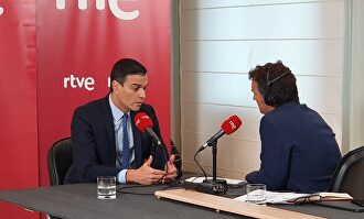 Pedro Sánchez en la entrevista de esta mañana. |  EFE