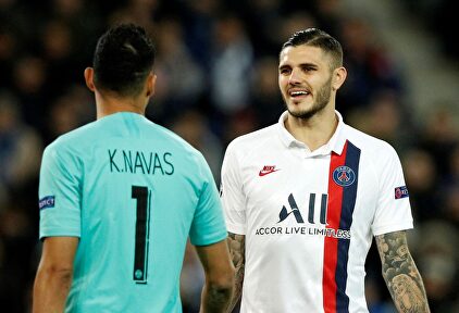 Icardi (d) y Keylor Navas, protagonistas en la victoria del PSG ante el Brujas. |  EFE