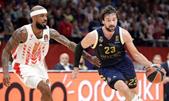 Sergio Llull (d), en acción ante el Estrella Roja. |  EFE