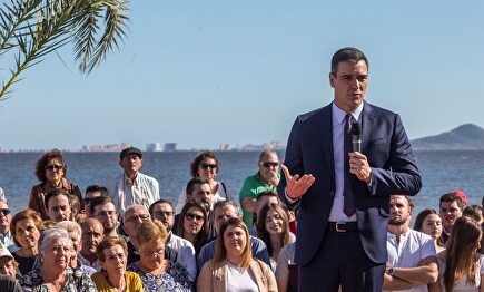 Pedro Sánchez este jueves en Murcia. |  EFE
