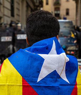 Un manifestante nacionalista con una bandera estrellada |  Cordon Press