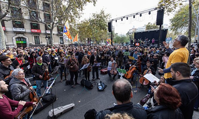 Una de las manifestaciones de Tsunami Demicrátic. |  Europa Press