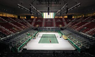 Así luce la pista central de la Copa Davis de Madrid. |  Cordon Press