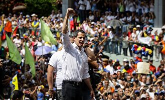 Juan Guaidó, en la marcha de este sábado. |  EFE