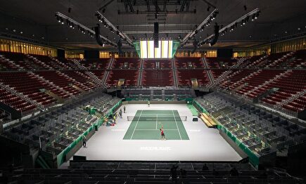Así luce la pista central de la Copa Davis de Madrid. |  Cordon Press