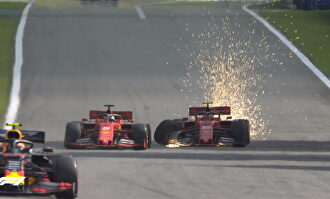 Nuevo desastre de Ferrari: toque absurdo entre Leclerc y Vettel