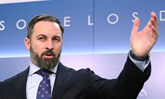 Santiago Abascal hoy en la rueda de prensa desde el Congreso |  EFE