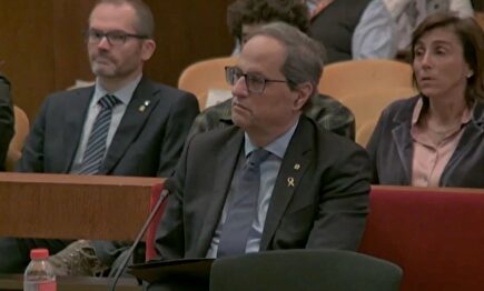El presidente catalán, Quim Torra, durante el juicio en el TSJC |  Imagen TV