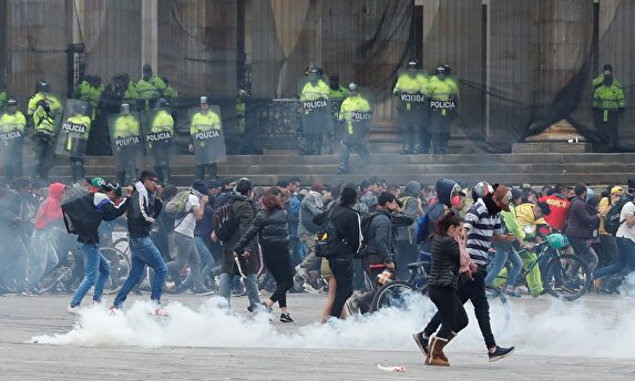 Manifestaciones este sábado en Bogotá. |  EFE