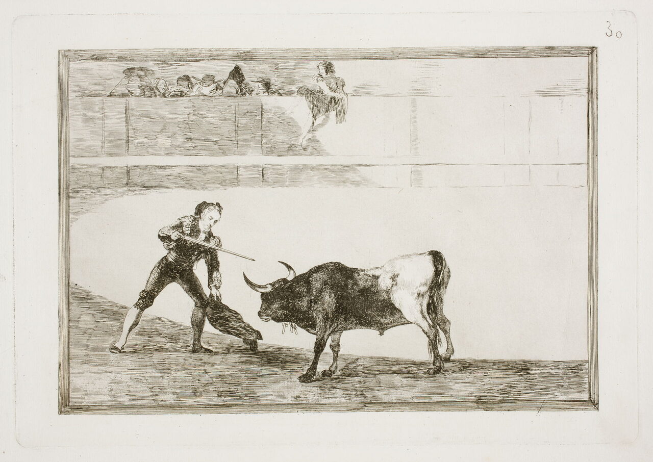 Pedro Romero entrando a matar en una de las obras de la Tauromaquia de Goya. |  Museo del Prado