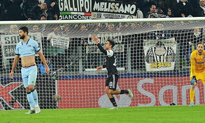 Dybala celebra su golazo al Atlético de Madrid. |  EFE