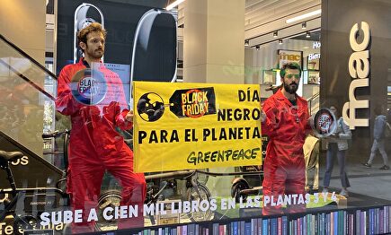 Activistas de Greenpeace protestan contra el Black Friday (Madrid) |  Twitter