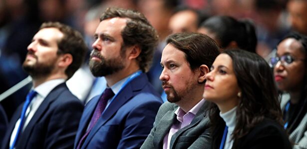 Arrimadas, Iglesias, Espinosa y Casado en un acto reciente. |  EFE