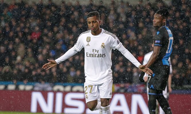 Rodrygo celebra su gol al Brujas. |  EFE