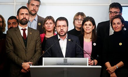 La cúpula de ERC hablando de la reciente sentencia del TJUE |  EFE
