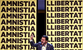 El coordinador general de ERC, Pere Aragonés, durante el congreso nacional que ERC. |  EFE