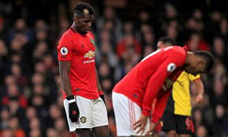 Los jugadores del Manchester United, cabizbajos tras la derrota ante el Watford el pasado fin de semana. |  Cordon Press