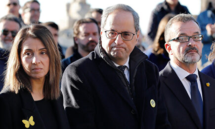 Budó, Torra y Bosch en un acto reciente. |  EFE