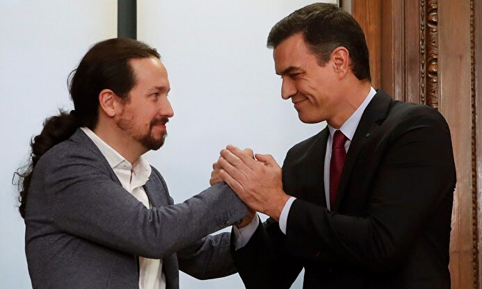 Sánchez e Iglesias en su o del abrazoFE