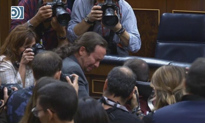 Pablo Iglesias, llorando ante las cámaras |  Imagen TV