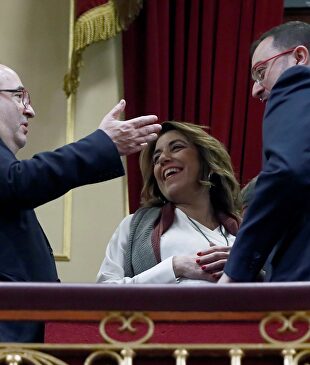 Susana Díaz con Iceta ayer en el Congreso. |  EFE