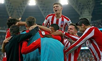 Los jugadores celebran el 2 a 3. |  Twitter Atlético de Madrid