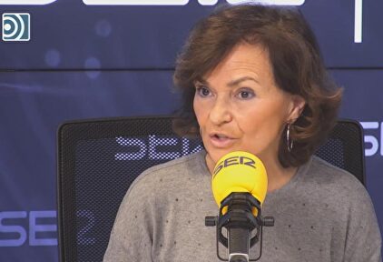 Carmen Calvo, durante su entrevista. |  Imagen TV