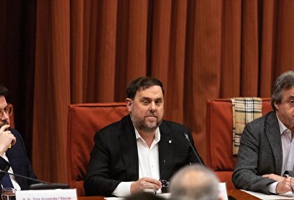 Junqueras, en la comparecencia de este martes en el Parlamento catalán |  Europa Press