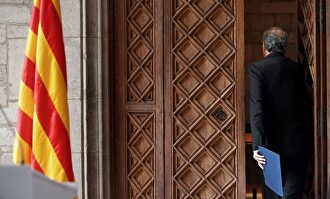 Torra, tras finaliza su comparecencia. |  EFE