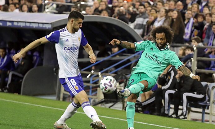 Marcelo, en un partido de Copa del Rey contra el Zaragoza esta temporada. | EFE