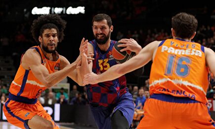 Mirotic (c), en acción ante Valencia Basket. |  EFE