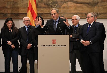 Quim Torra junto a alcaldes separatistas este viernes |  @govern