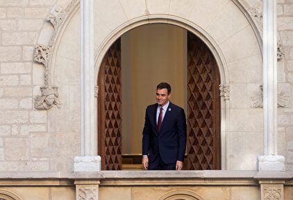 Pedro Sánchez en la sede de la Generalidad |  EFE